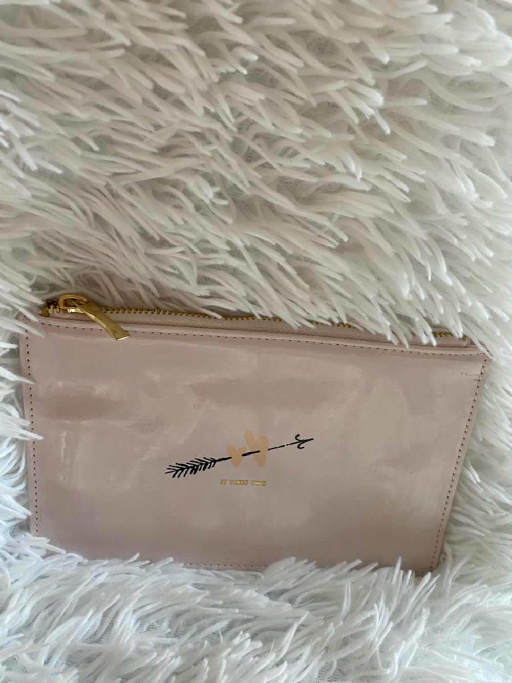 kate spade Pale Pink Patent Zip Pouch with Gold Hardware